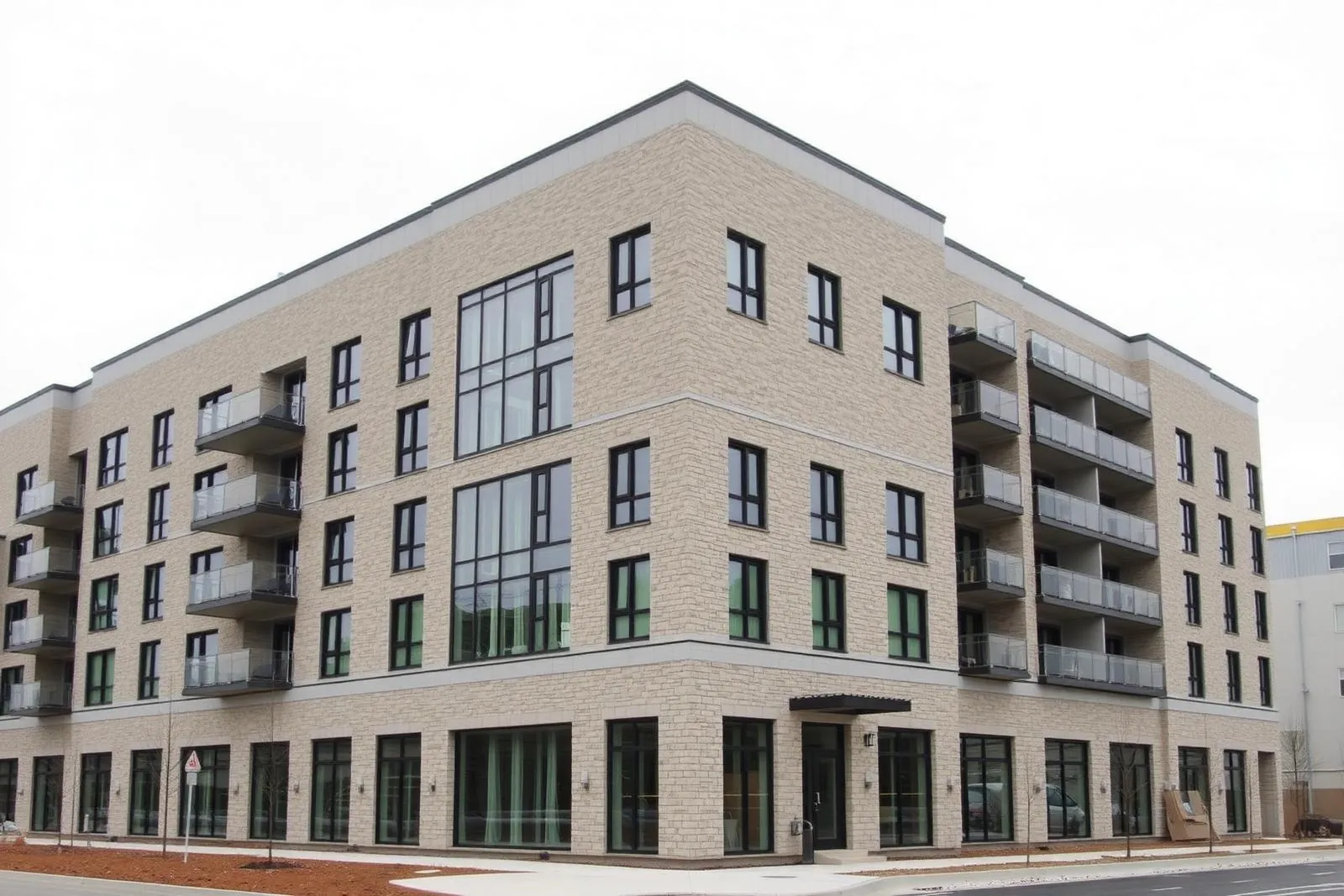 New development exterior awaiting post-construction cleanup from Topline Exteriors