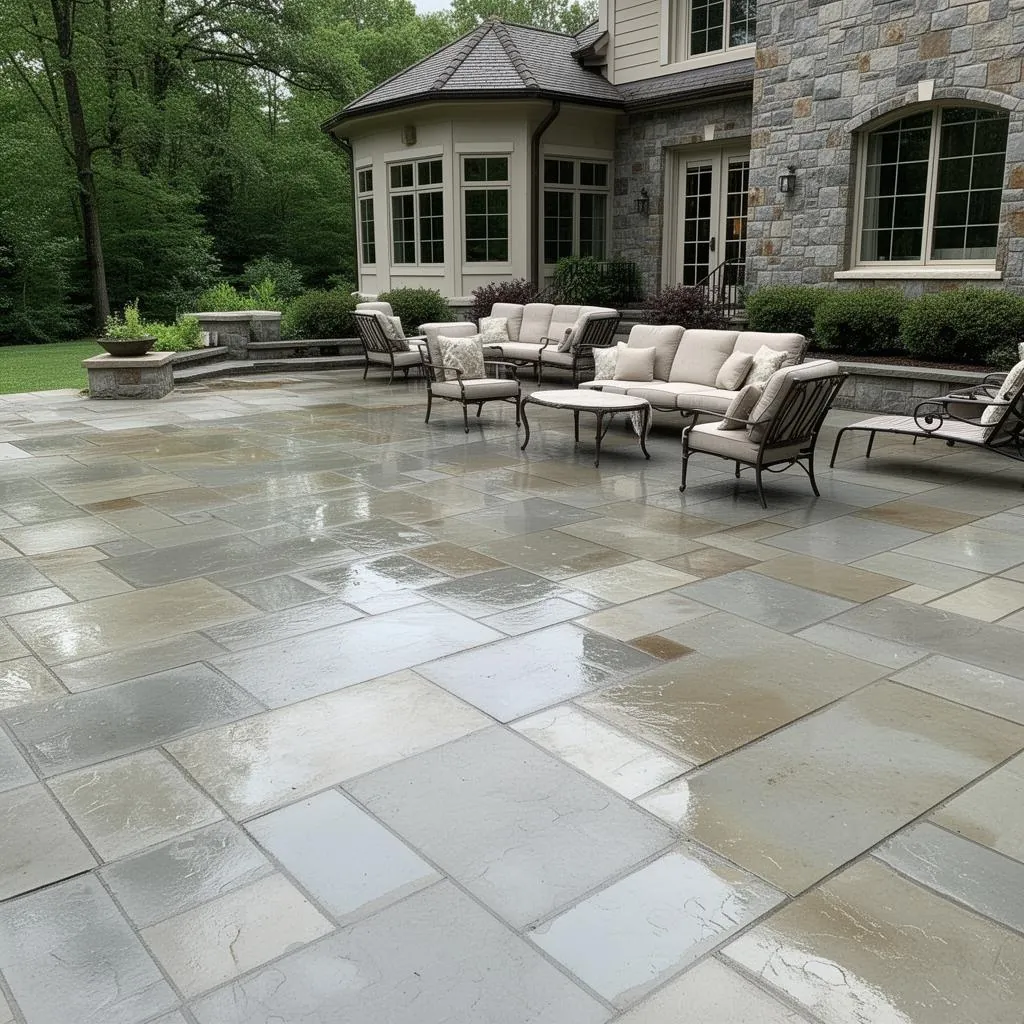 Restored stone patio ready for premium sealing